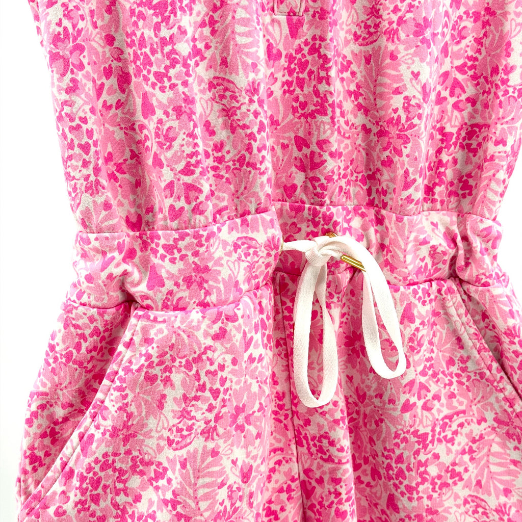 Lilly Pulitzer Pink Floral Heart Print Jersey Knit Romper