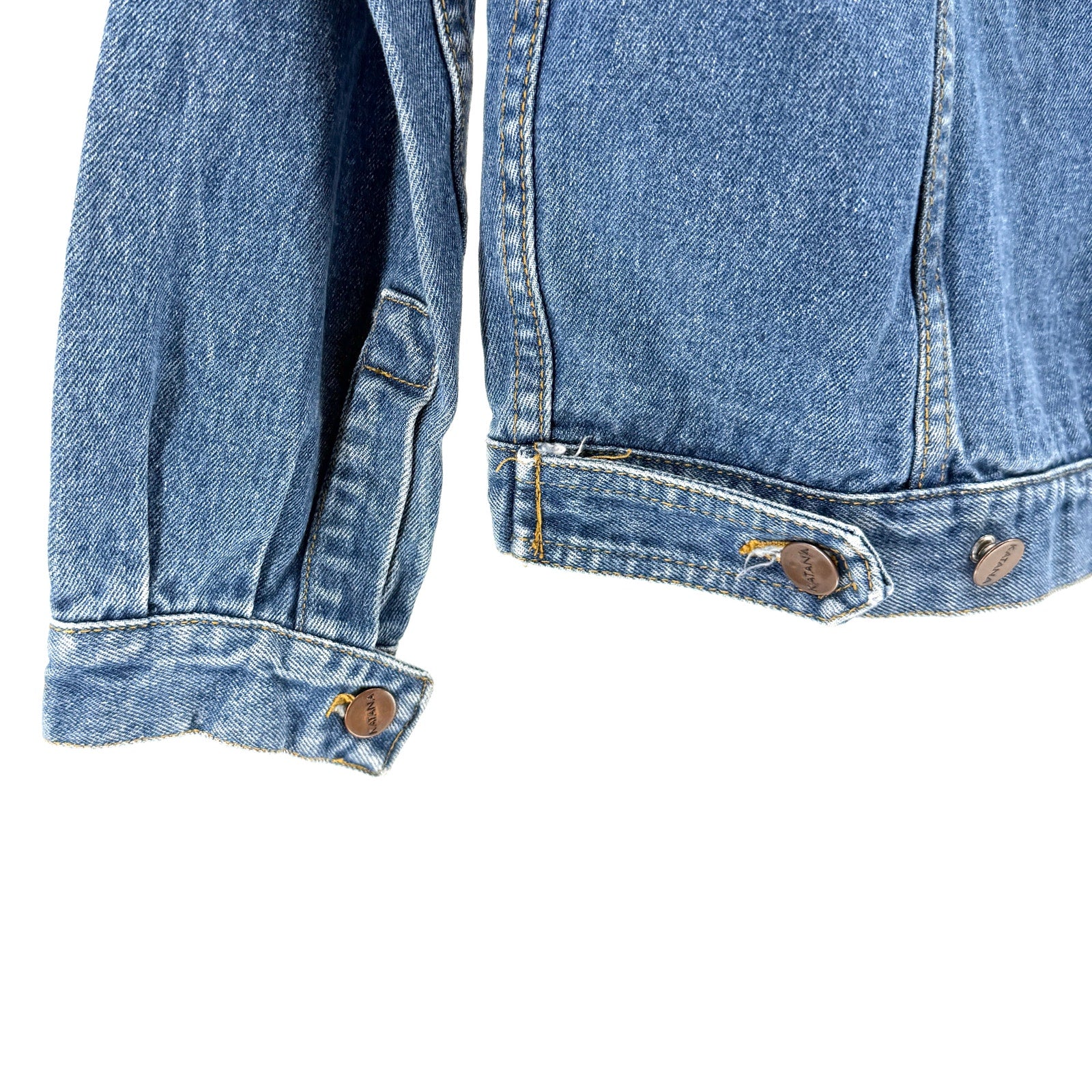 Vintage 90s Katana Texwood Blue 100% Cotton Grunge Trucker Denim Jacket