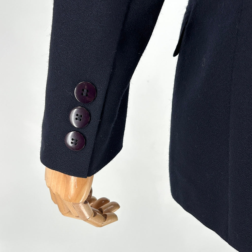 Vintage 80s Giorgio Sant Angelo Navy Blue 100% Wool Double Breasted Blazer