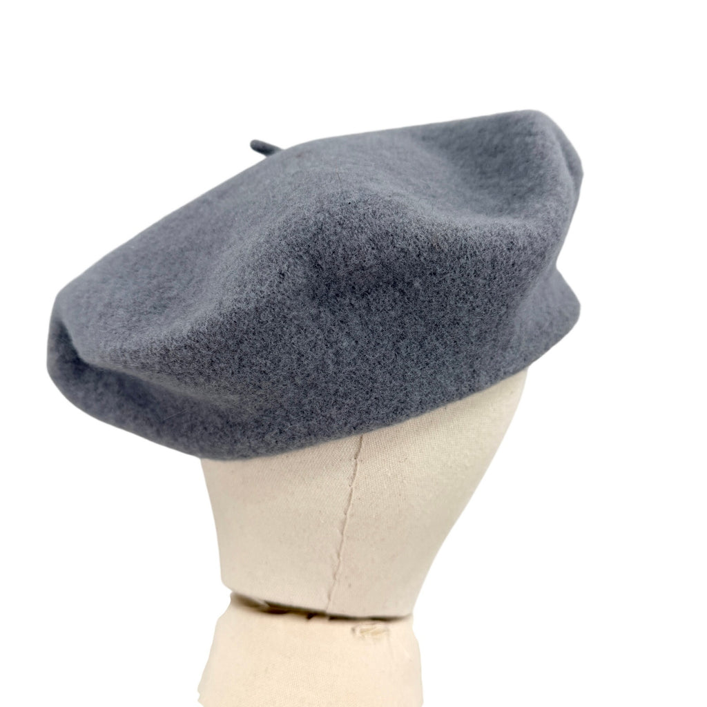 Vintage 70s Beret Basque De Luxe Gray 100% Wool Classic French Beret Hat