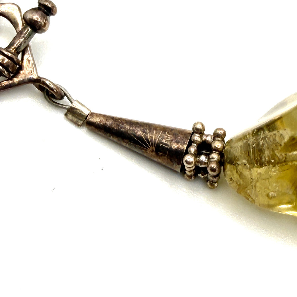 Vintage 90s Sunburst Trading Co. Citrine Sterling Silver Ladybug Toggle Bracelet
