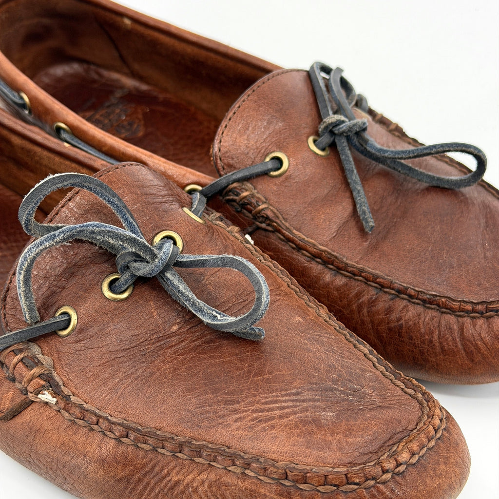 Vintage 90s Brooks Brothers Brown Leather Pebble Grain Driving Loafers