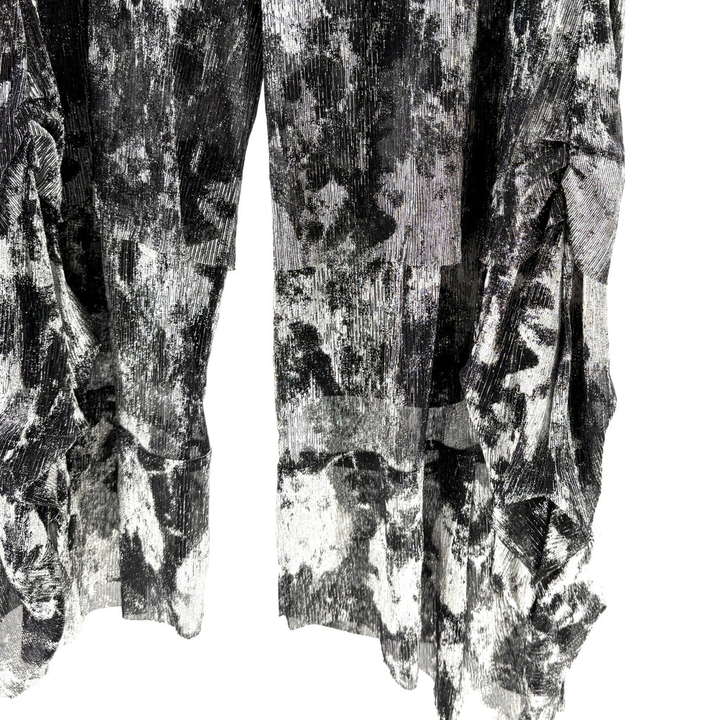 Vintage Y2K Samuel Dong Black Silver Maximalist Tiered Wide Leg Cropped Pants