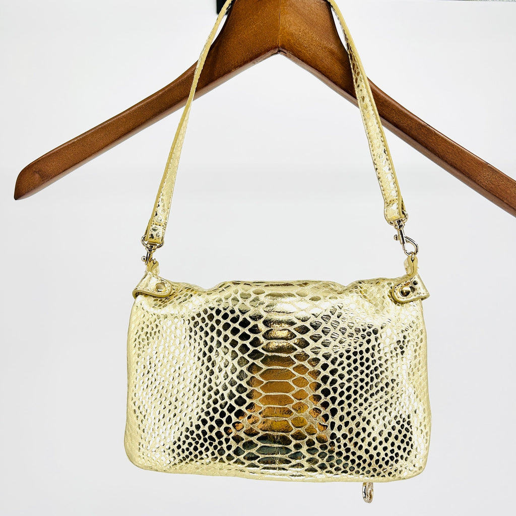 Vintage Y2K Etienne Aigner Gold Genuine Leather Glam Cutout Baguette Bag