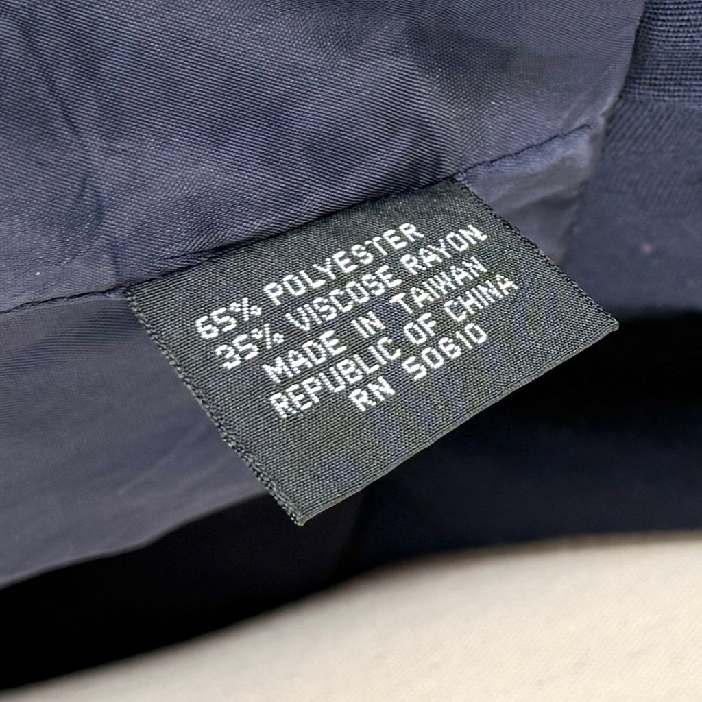 Vintage 80s Sassoon Navy Blue Puff Sleeve Peplum Fitted Blazer Jacket