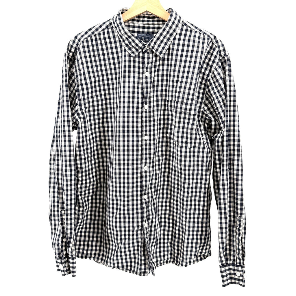 G.H. Bass & Co. Blue and White Gingham 100% Cotton Button Down Shirt