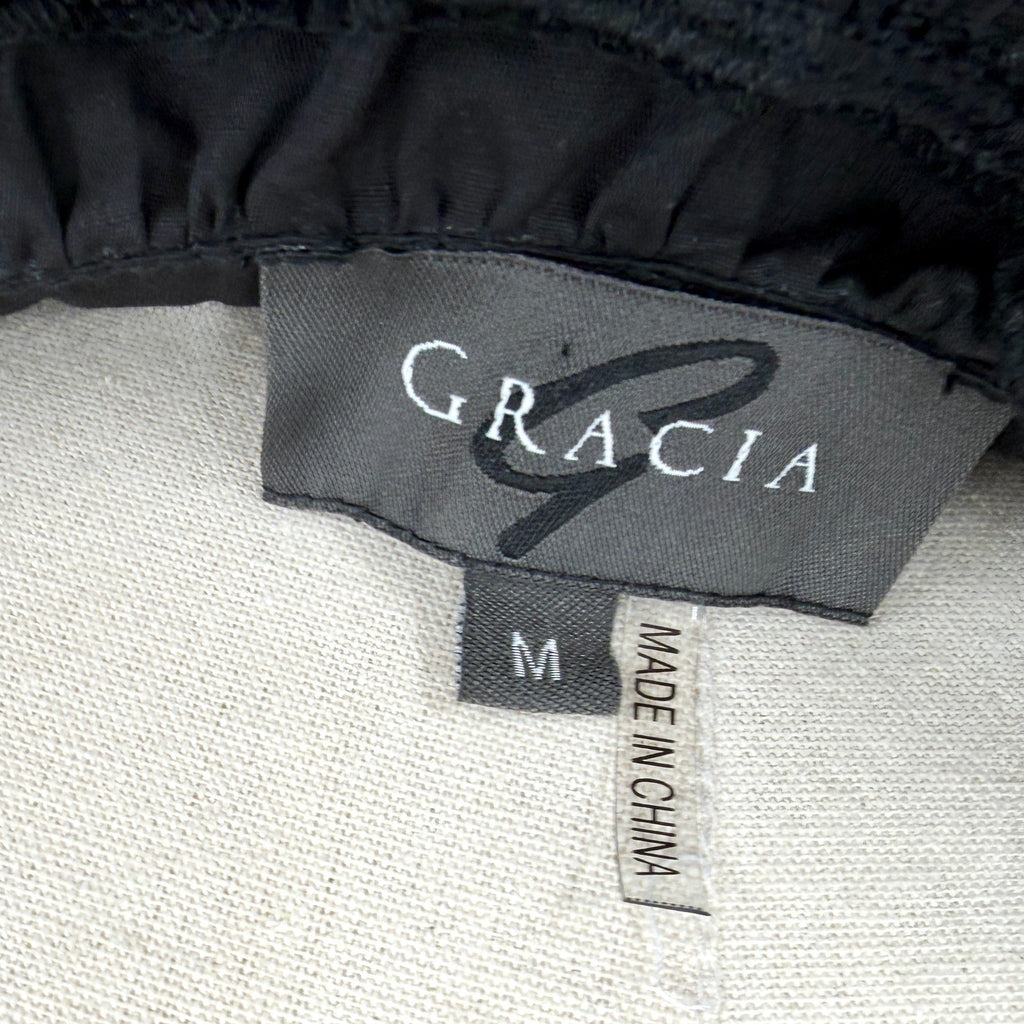 Gracia Black 100% Cotton Lace Cold Shoulder Ruffle Dress
