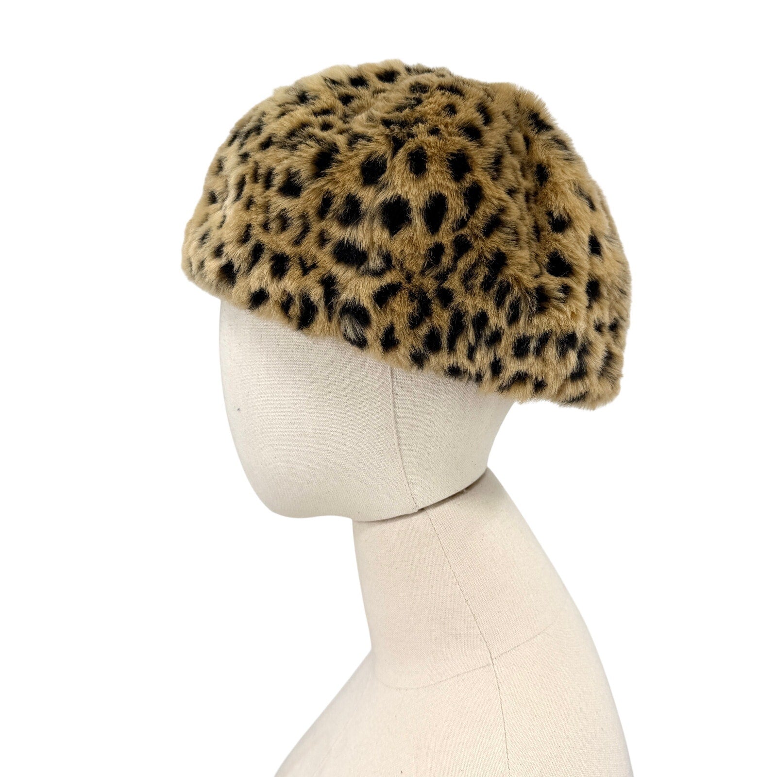 San Diego Hat Company Brown Black Leopard Faux Fur Winter Cloche Hat