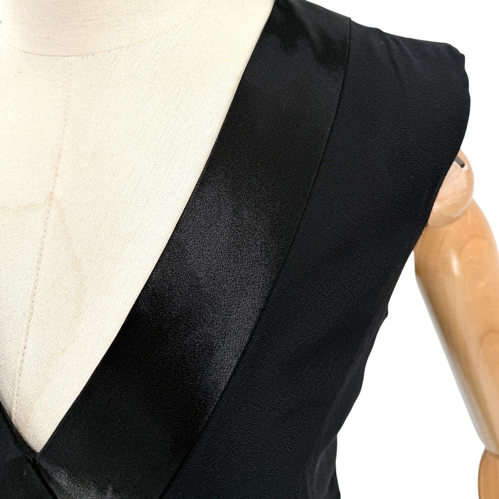 Vintage 80s House of Bianchi Black Bow Back Mermaid Evening Gown