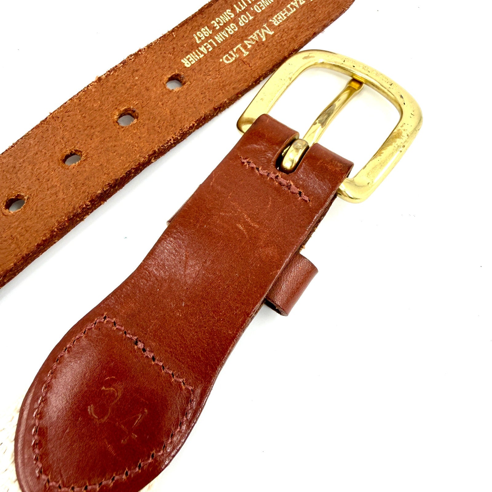 Leather Man Ltd Navy Tan Preppy Sailboat Belt