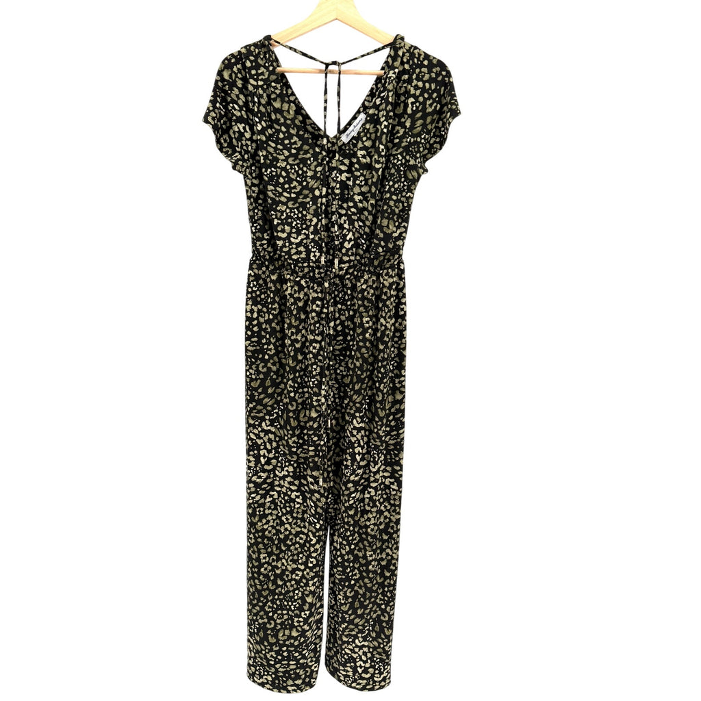 Tommy Bahama Black Green Leopard Print Wide Leg Stretch Jumpsuit