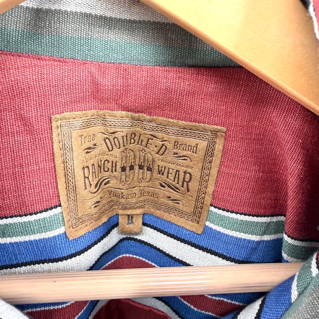 Vintage 90s Double D Ranchwear Multi 100% Cotton Western Suede Fringe Jacket