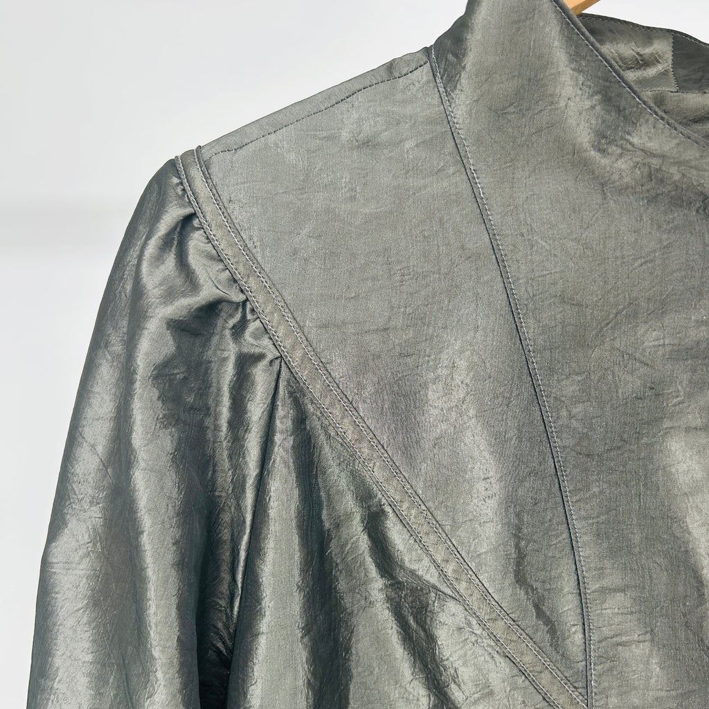 Vintage 80s Fashionbilt Iridescent Silver All Seasons Duster  Rain Coat