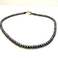 Vintage 90s Peacock Black Freshwater Pearl Hand Knotted Toggle Necklace