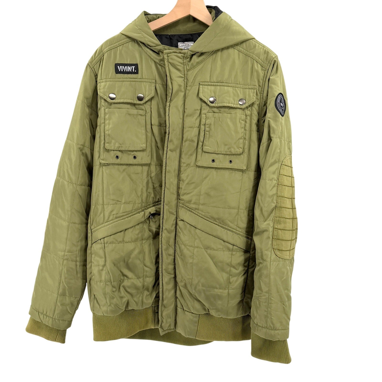 Vivint Olive Green Utility Hooded Snowboard Jacket