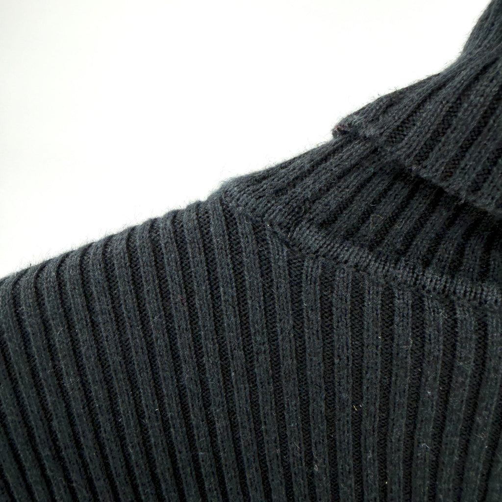 Vintage 90s Ralph Lauren Black 100% Cotton Ribbed Minimalist Turtleneck