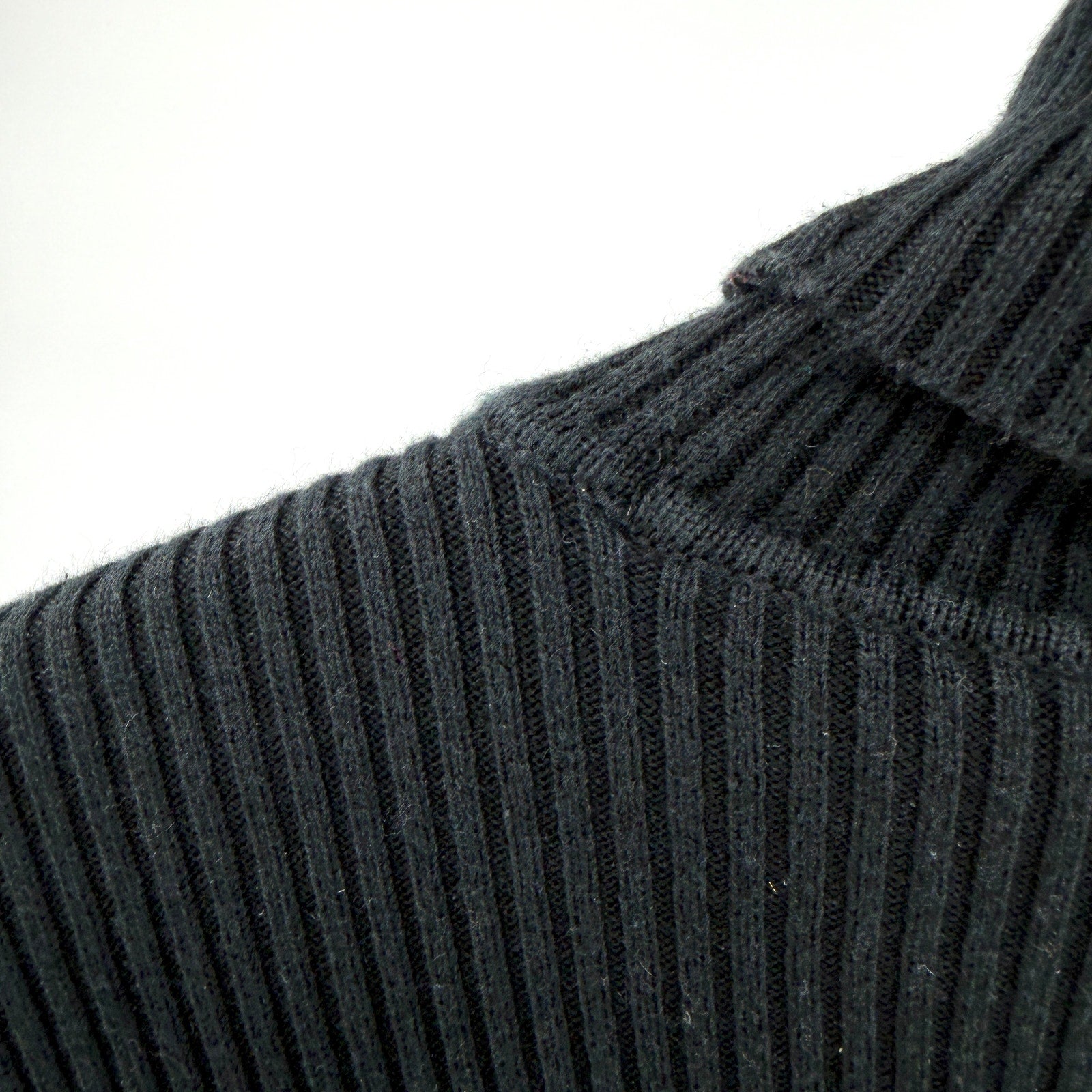 Vintage 90s Ralph Lauren Black 100% Cotton Ribbed Minimalist Turtleneck