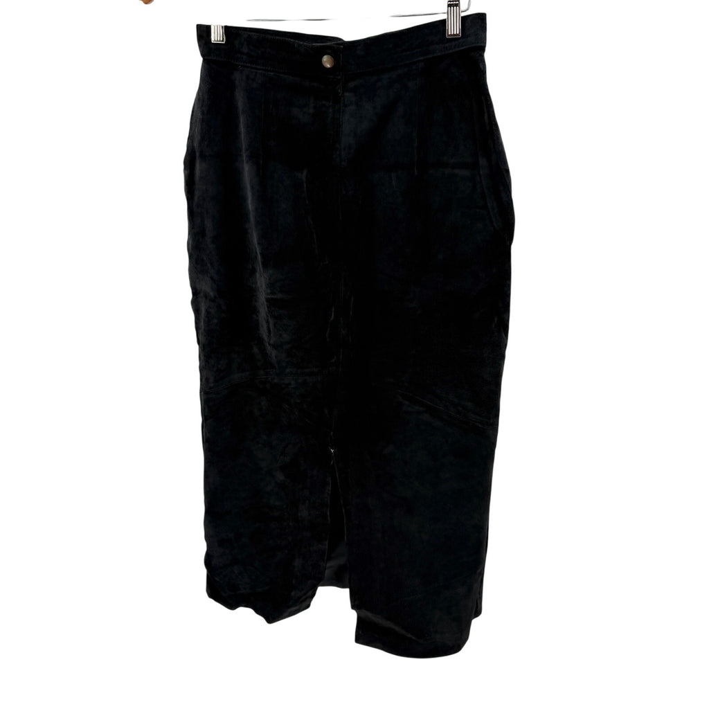 Vintage 90s Gitano Black Genuine Suede Minimalist Maxi Skirt