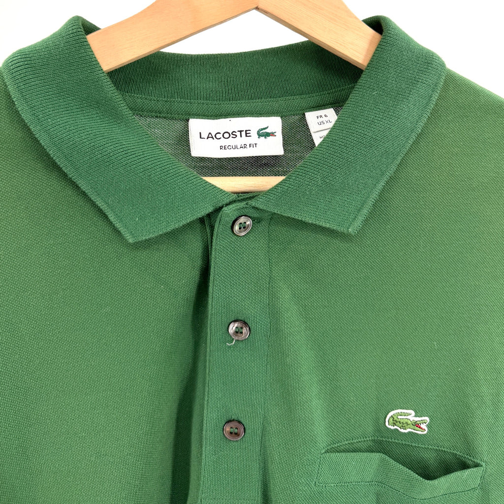 Lacoste Green 100% Cotton Pique Patch Pocket Regular Fit Polo Shirt