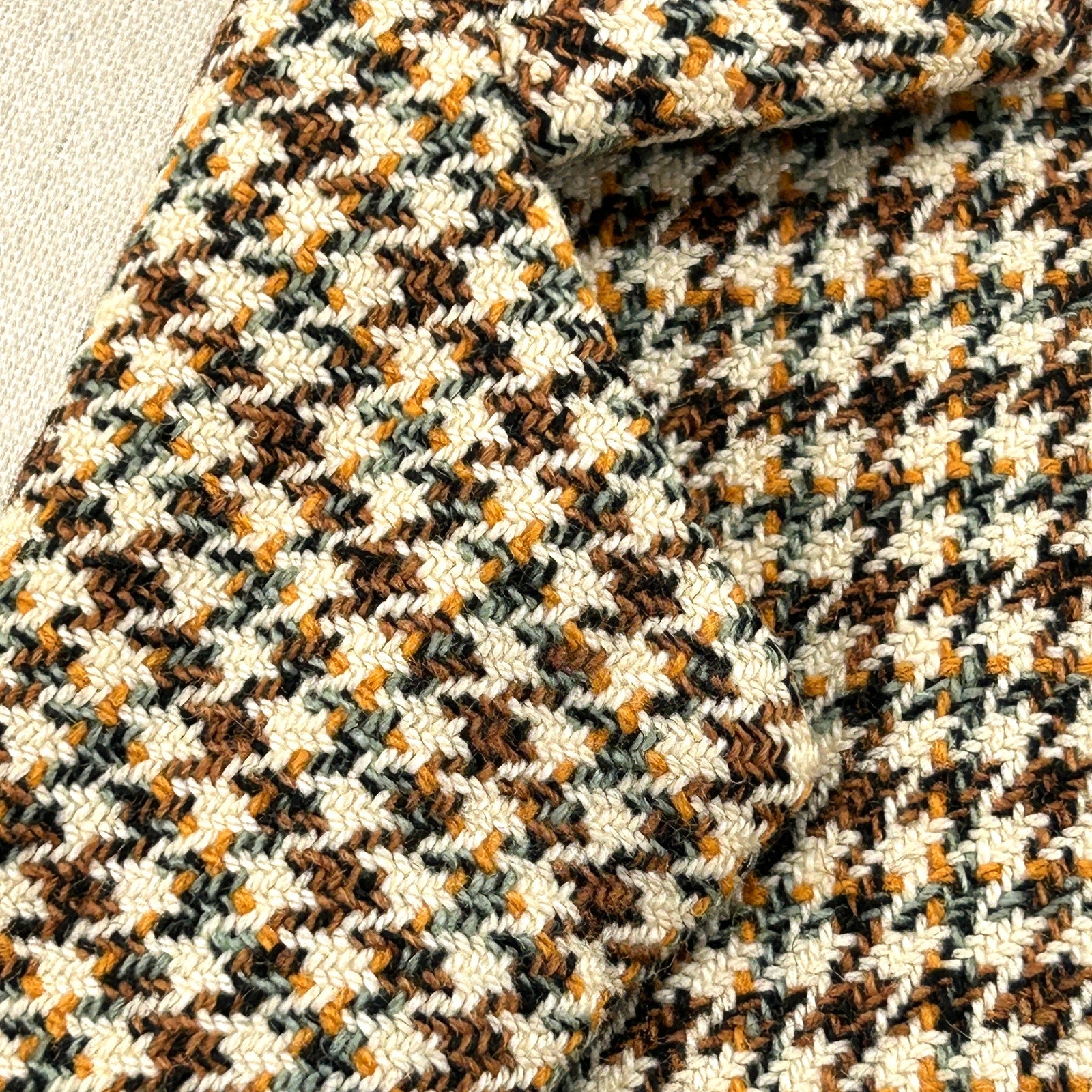 Vintage 50s/60s Custom Brown Cream Tweed 100% Wool Cropped Blazer