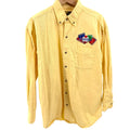 Vintage 90s Camp Creek Yellow 100% Cotton Novelty Reading Patch Shirt