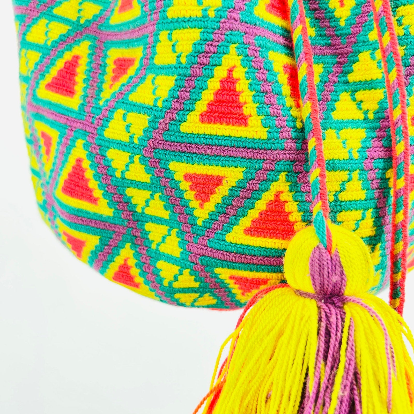 Handmade Mochila Neon Tribal Aztec Woven Tassel Crossbody Bag