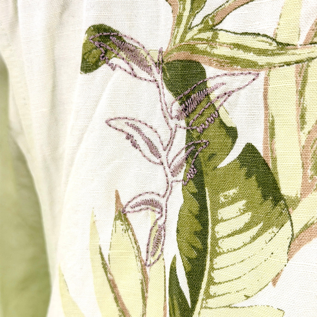 Cubavera Lime Green Tropical Linen Blend Embroidered Short Sleeve Button Down