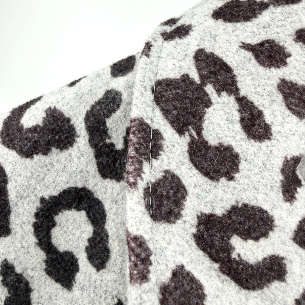 Yoki Gray Leopard Print Flannel Moto Jacket