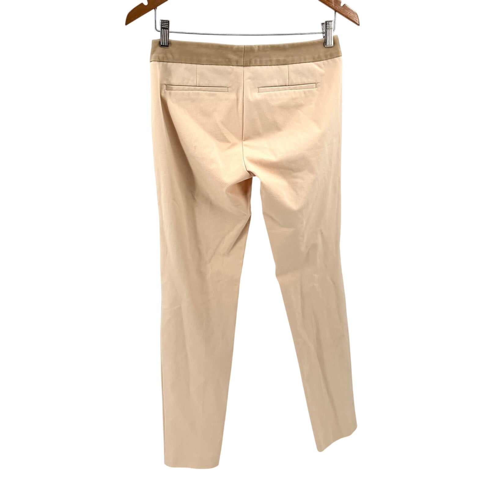 Ecru Tan Faux Leather Trim Cigarette Pants Leggings