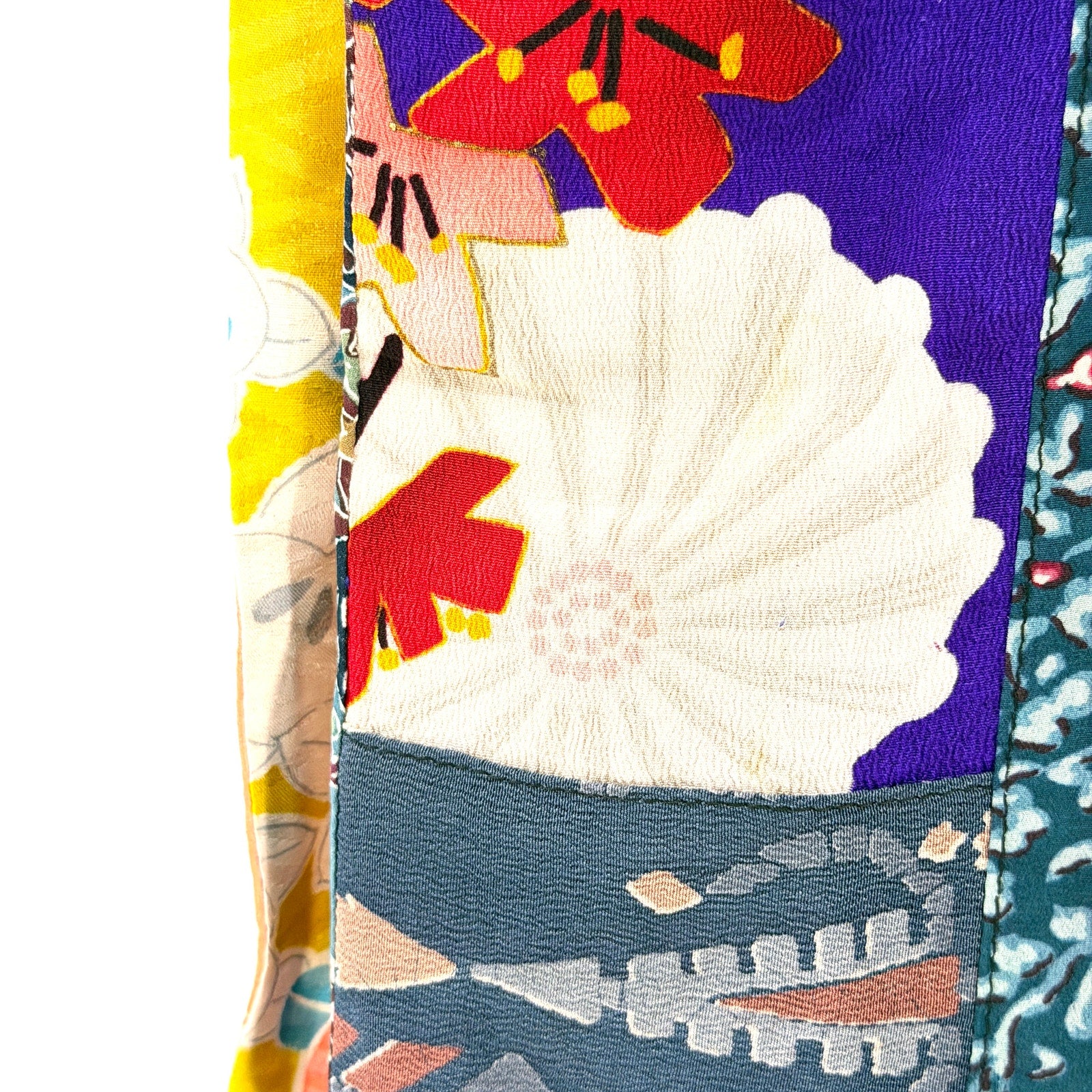 Vintage Reclaimed Japanese Silk Kimono Patchwork Scarf