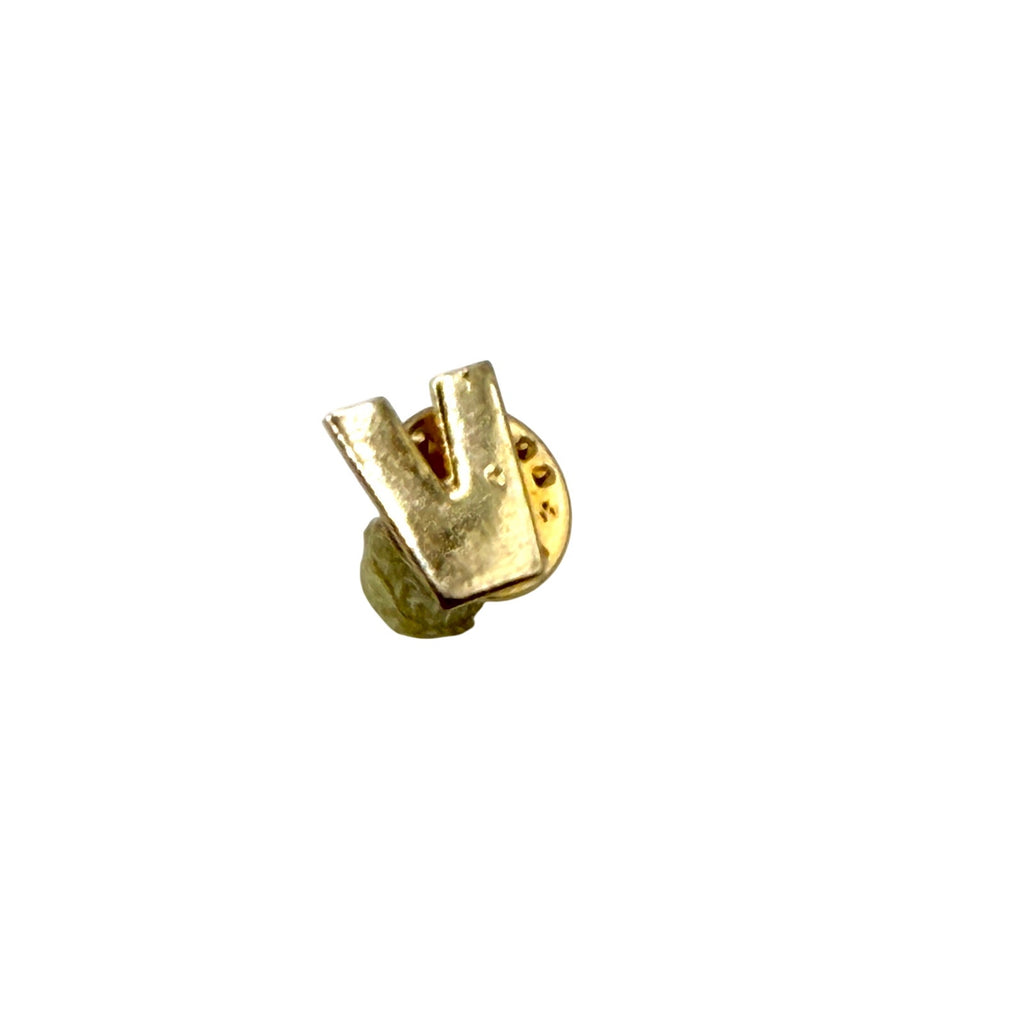 Vintage 80s Gold Tone Minimalist Initial V Stamped Lapel Tack Pin