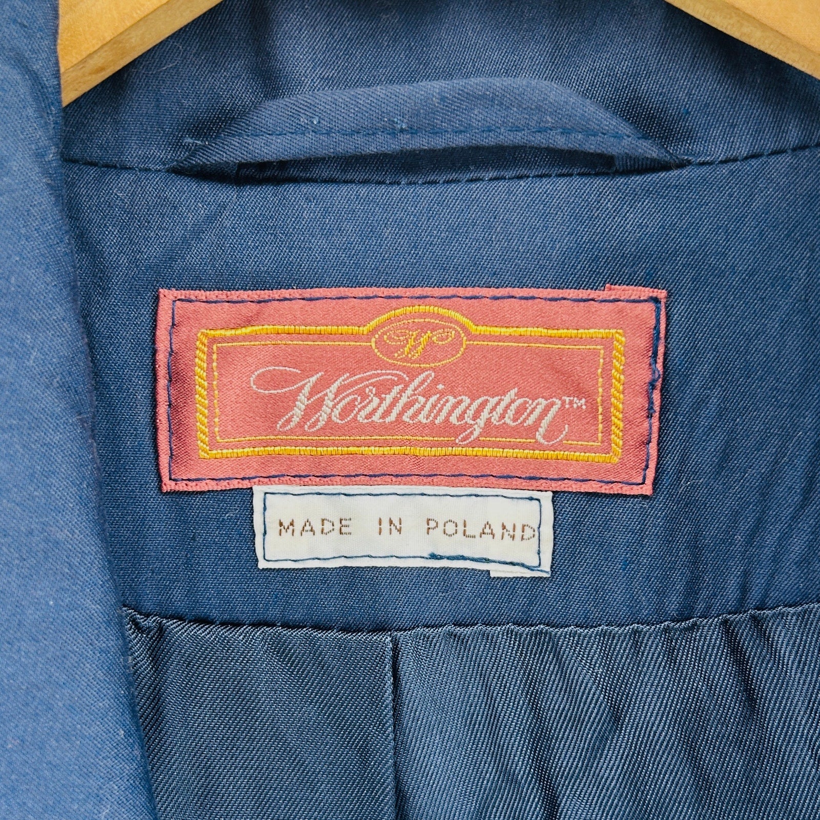 Vintage 90s Worthington Navy Double-Breasted Buckle Strap Trench Coat