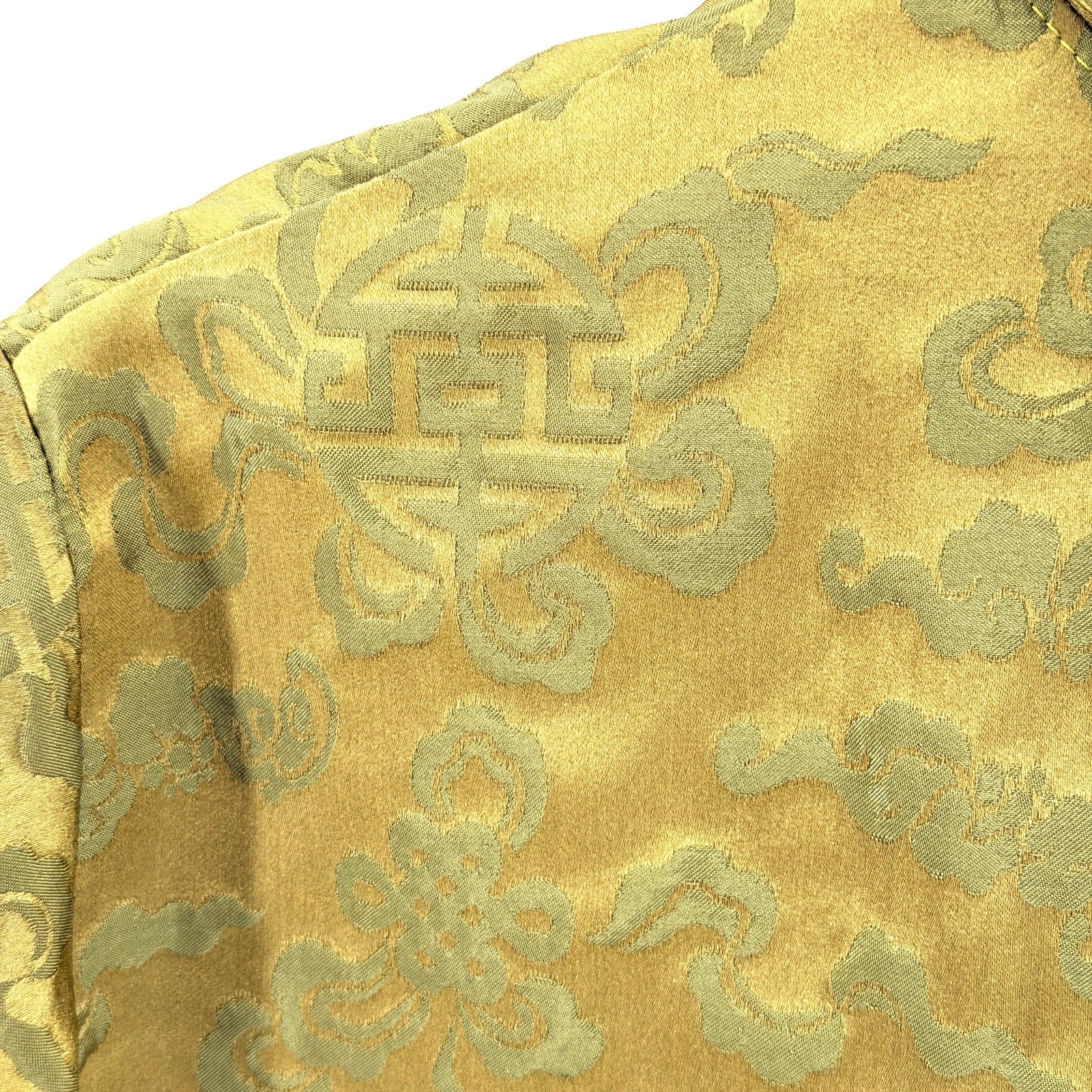 Olive Green Silk Blend Satin Brocade Longline Tunic Jacket