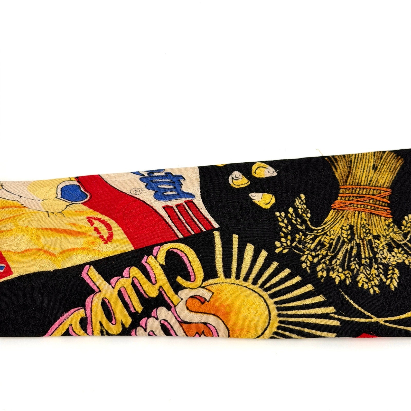 Vintage 90s Frito Lay Black 100% Silk Pop Culture Cheetos Doritos Print Tie