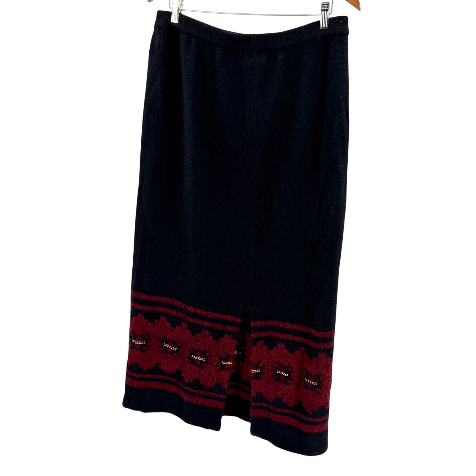 Vintage Y2K Double D Ranch Black 100% Lamb Wool Southwestern Maxi Skirt