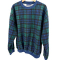 Vintage 90s Fremantle Blue Green Tartan Plaid Crewneck Sweatshirt