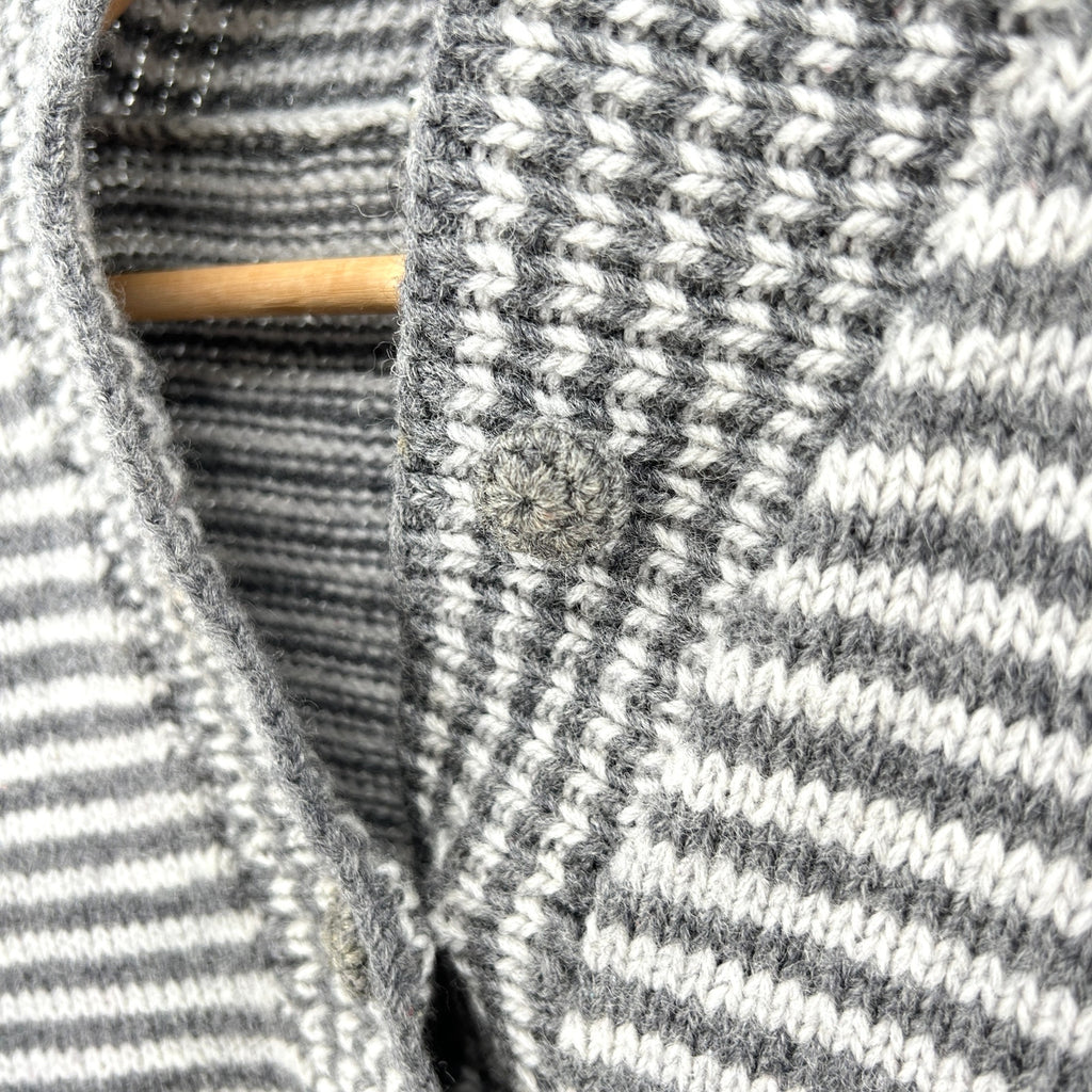 Vintage 90s Mitsuba Gray Striped 100% Wool Minimalist Sweater