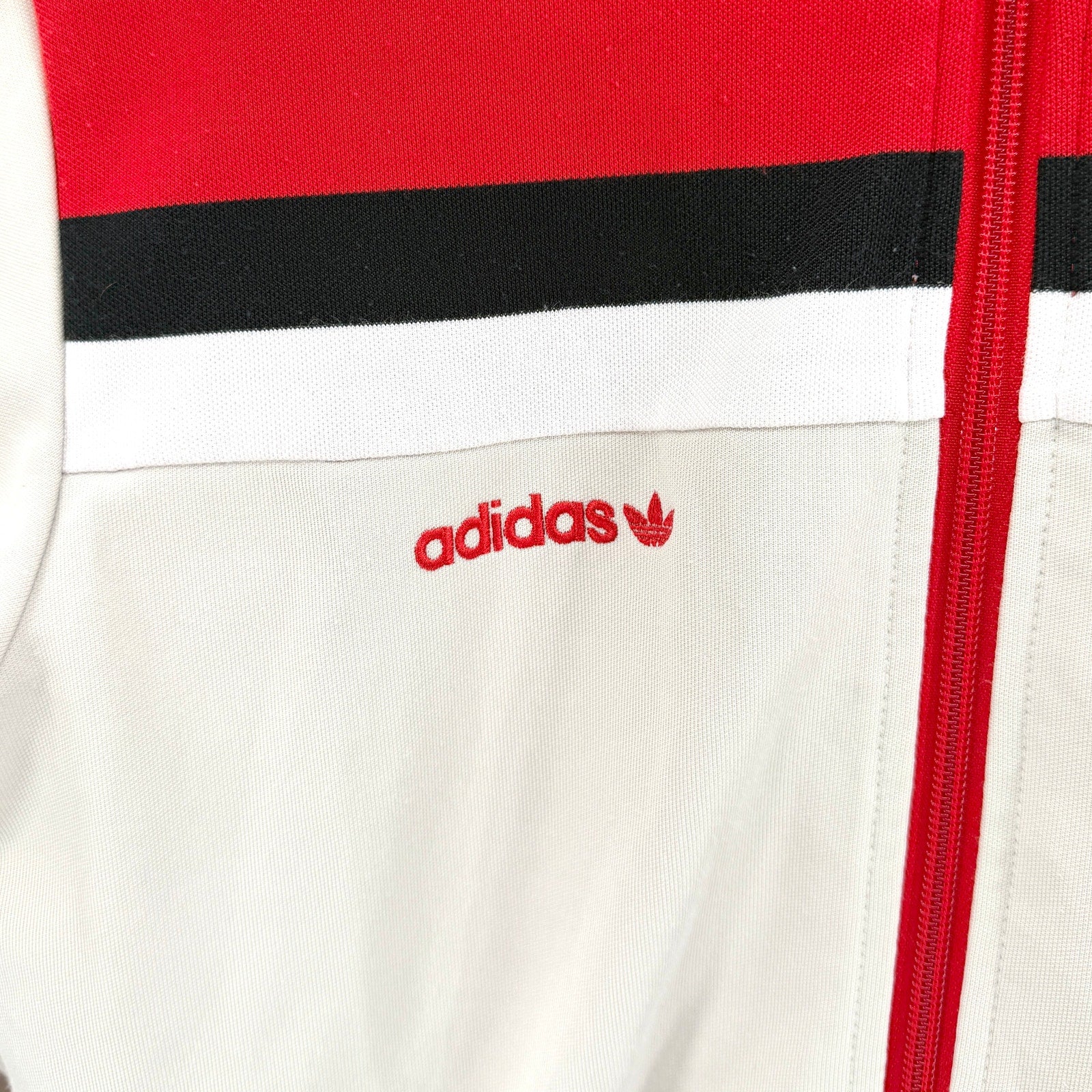Adidas Red Off White 83-C J. Mano Embroidered Three Stripe Track Jacket