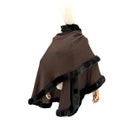 Vintage Y2K Brown Faux Fur Trim Elegant Layering Cape Ruana Wrap