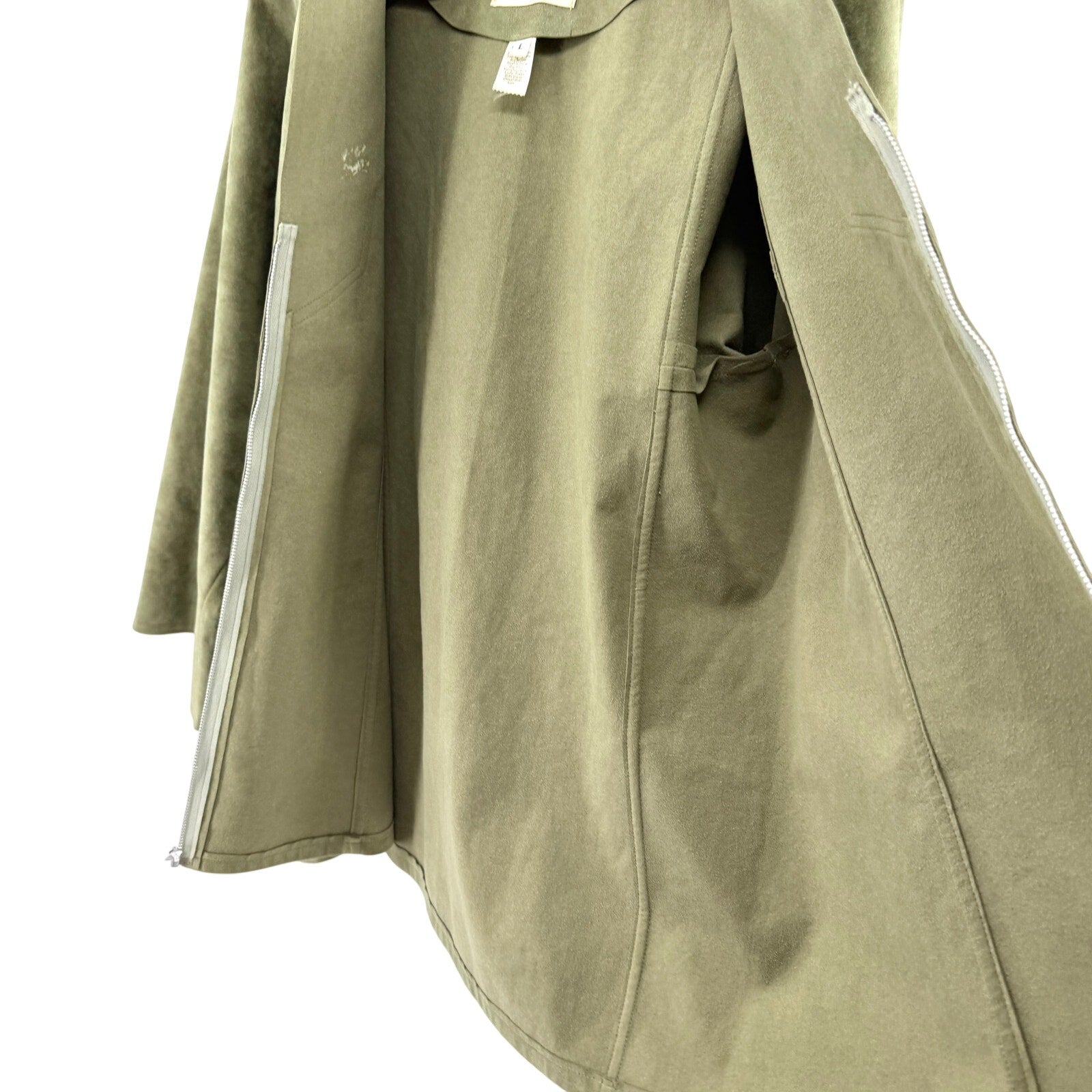 Vintage 80s Linda Hutton Sage Green Faux Suede Zip Jacket