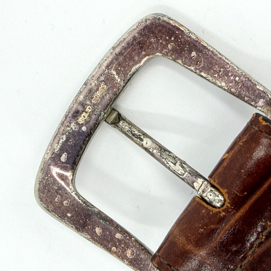 Vintage 90s CW Tan Genuine Suede Croc Embossed Leather Belt