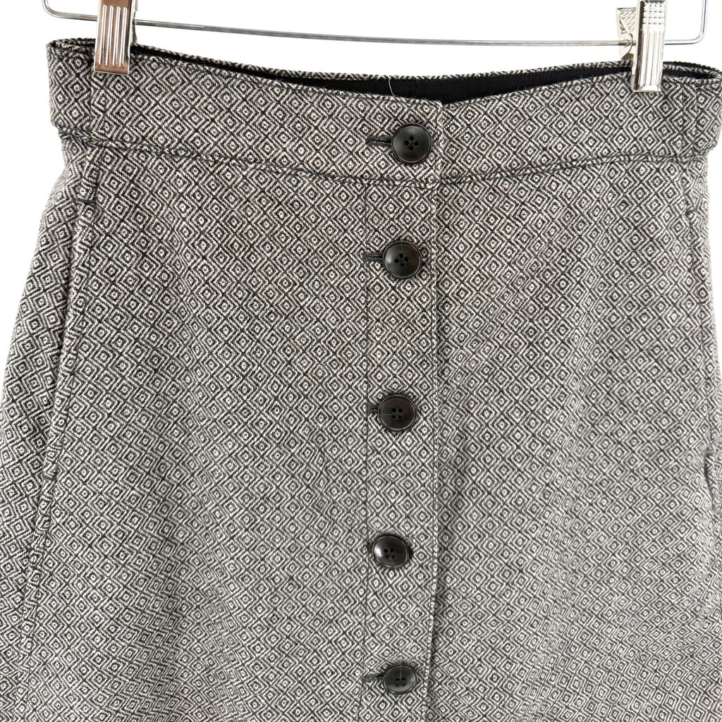 Madewell Black White Diamond Button Front A-Line Mini Skirt