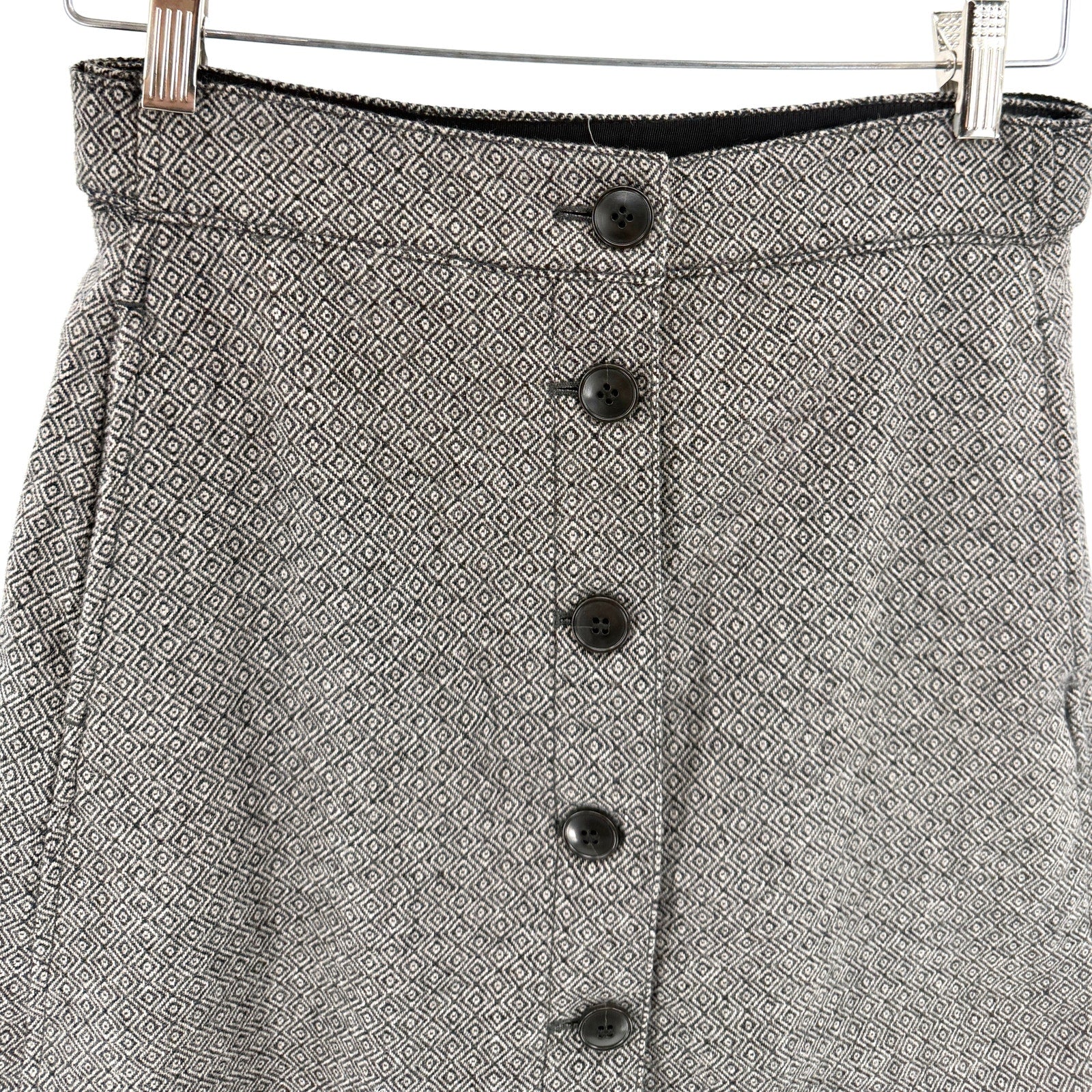 Madewell Black White Diamond Button Front A-Line Mini Skirt