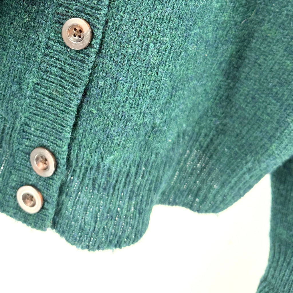 Vintage 90s Gap Green 100% Wool Cardigan Sweater