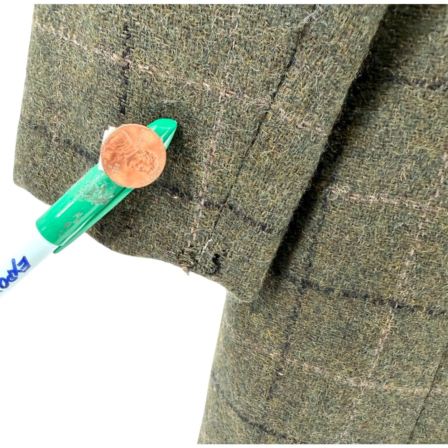 Vintage 90s Harve Benard Green Oversized 100% Wool Genuine Suede Trim Blazer
