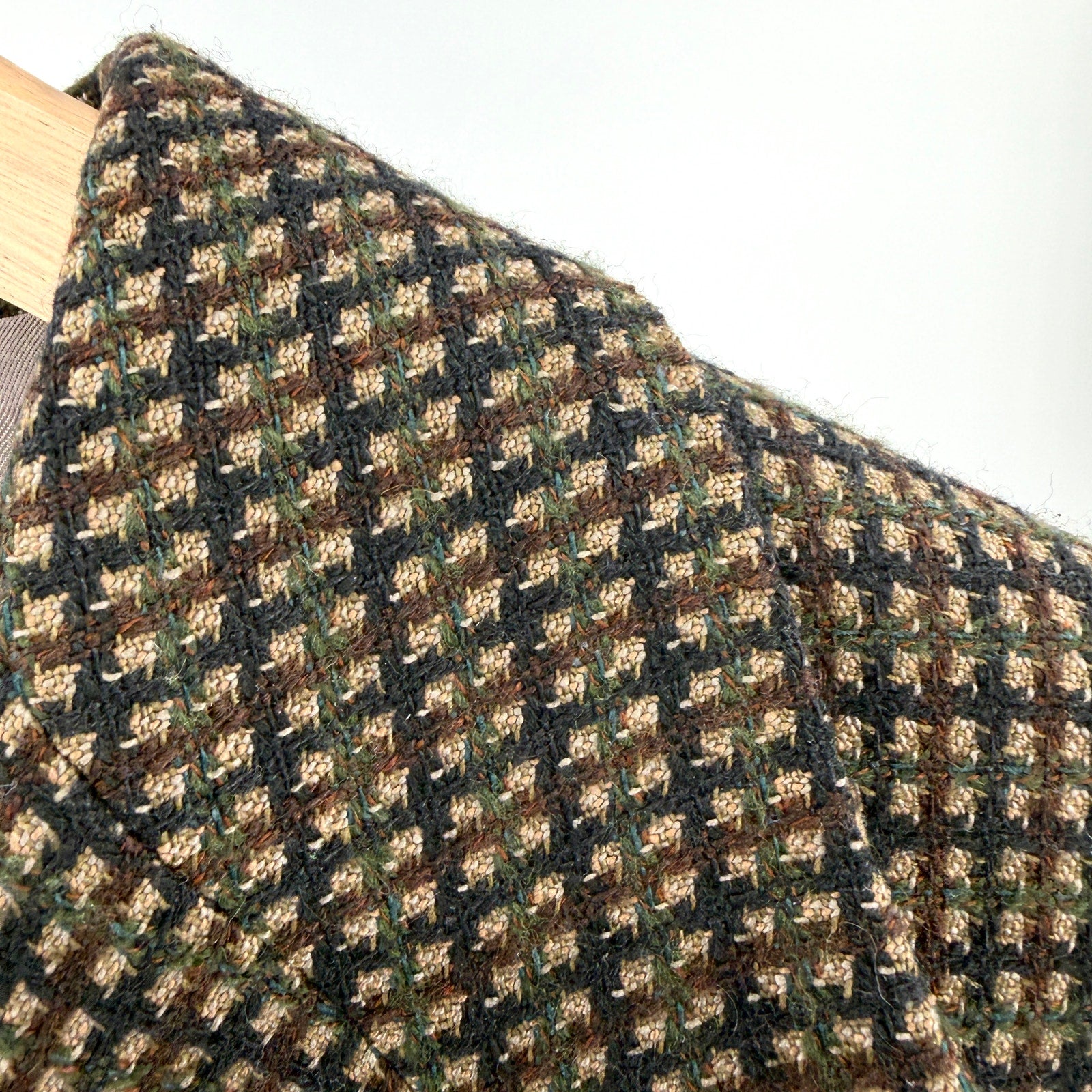 Vintage Y2K Bachrach Brown Blue Plaid Cashmere Blend Blazer