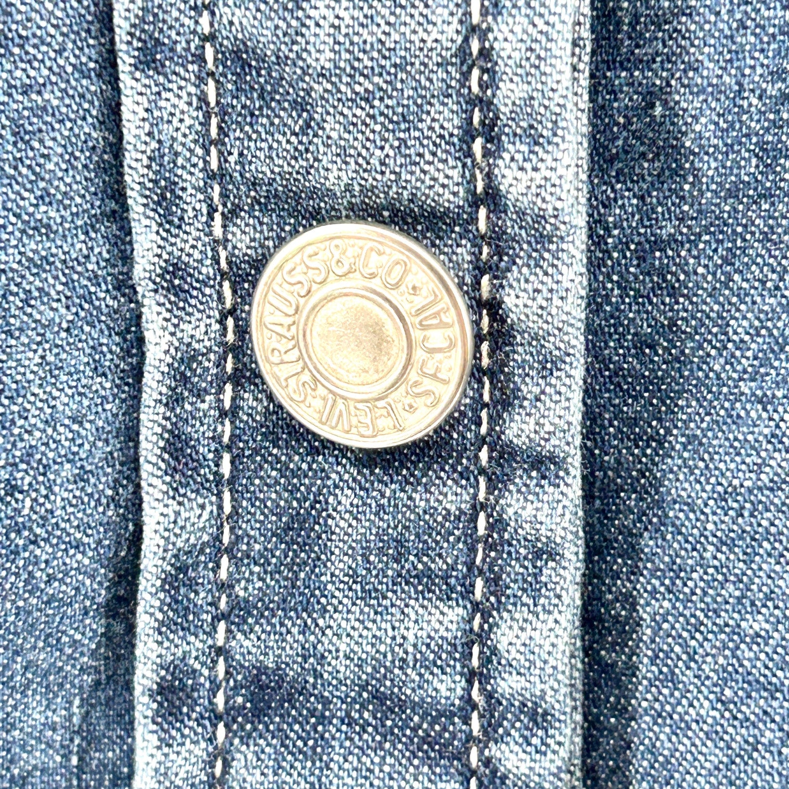 NEW Levi's Blue Denim Chambray Snap Button Western Long Sleeve Shirtdress