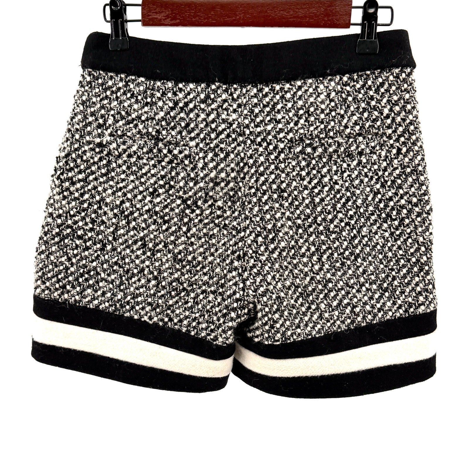Style Mafia Black White Tweed Colorblock Mini Shorts