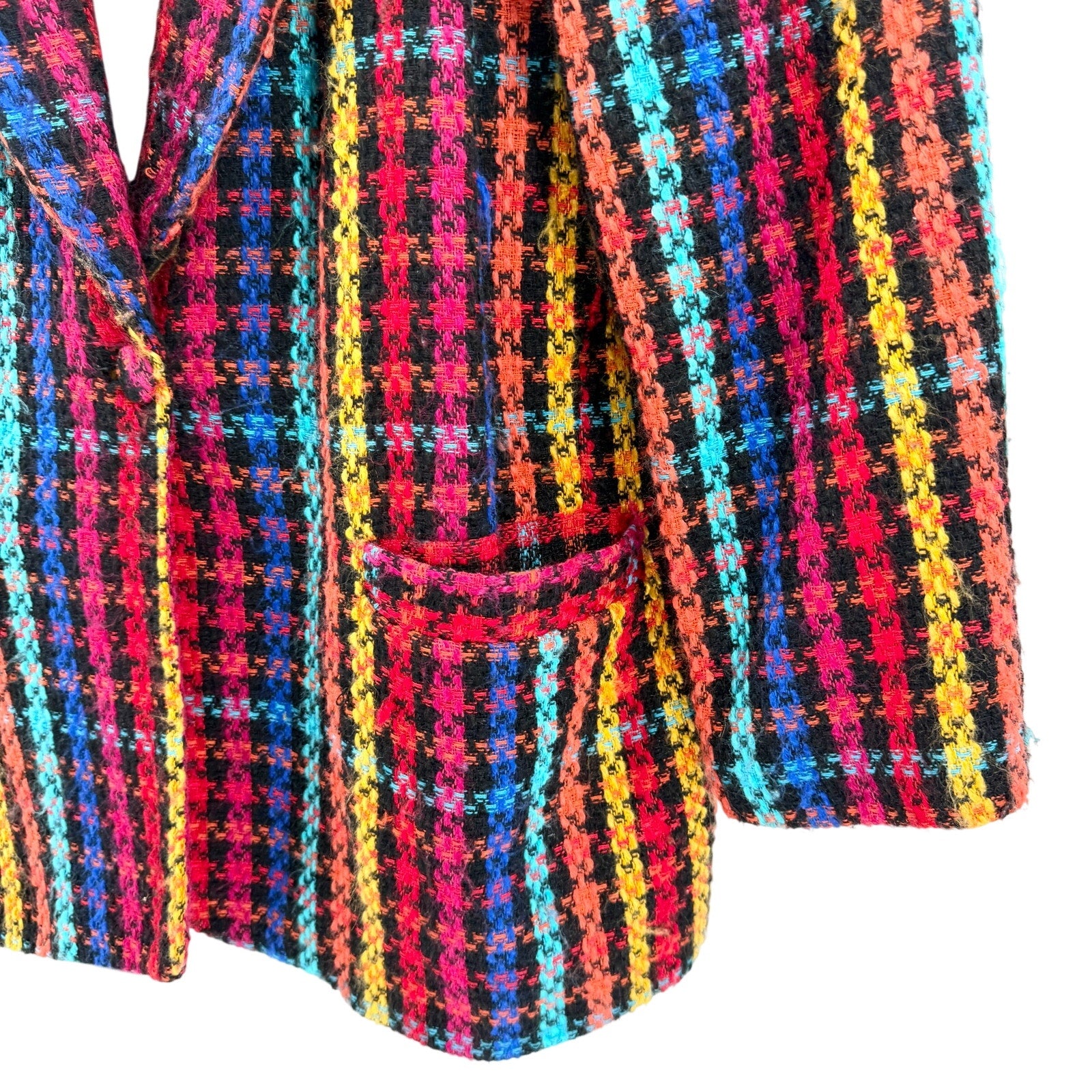 Vintage 90s Cedars Rainbow Tweed Oversized Blazer
