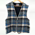 Vintage 90s South Central Blue Plaid Jeweled Pearl Embellished Flannel Vest